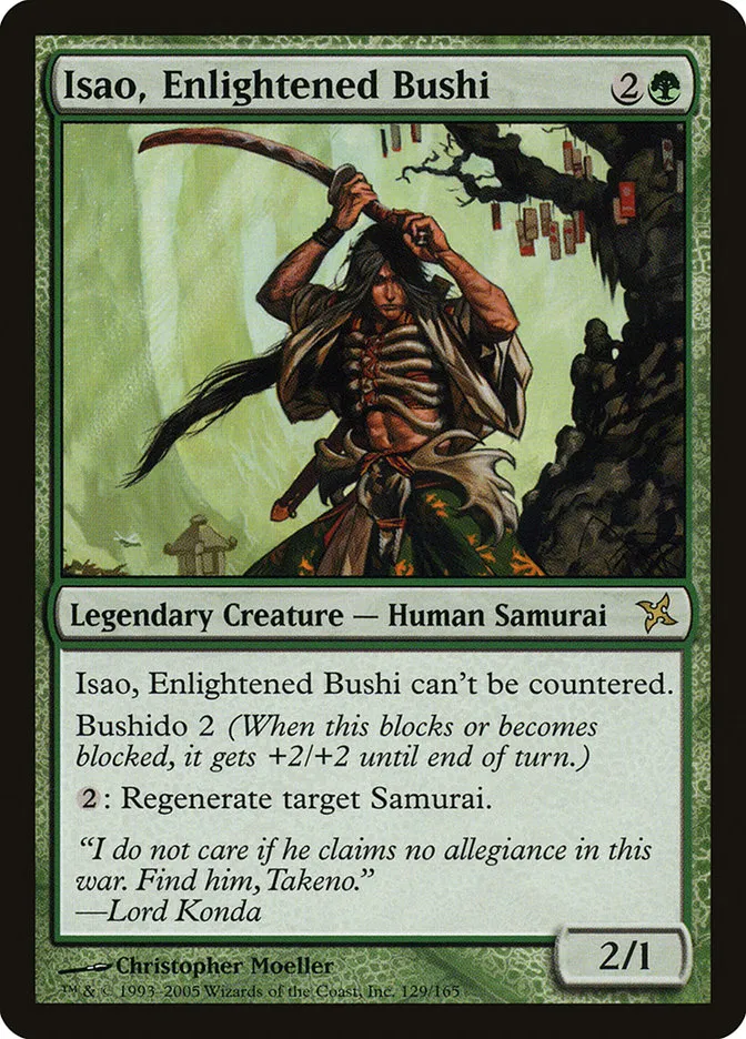2005 Betrayers of Kamigawa Isao, Enlightened Bushi rare #129 unlisted card image