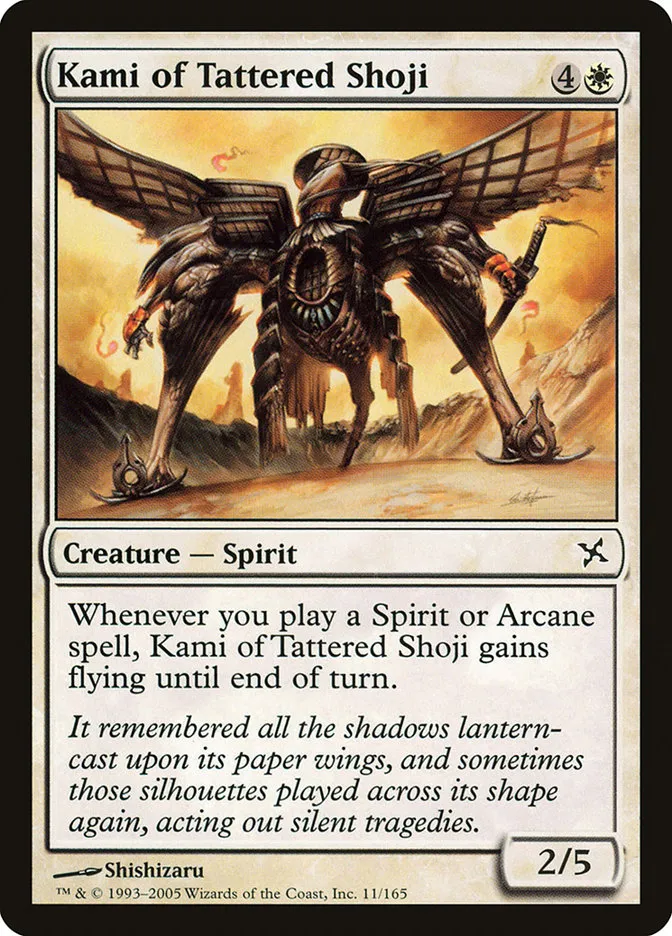 2005 Betrayers of Kamigawa Kami of Tattered Shoji common #11 unlisted card image