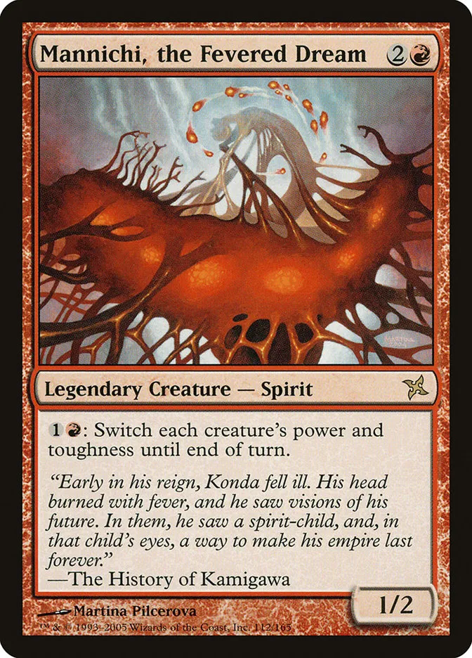 2005 Betrayers of Kamigawa Mannichi, the Fevered Dream rare #112 unlisted card image