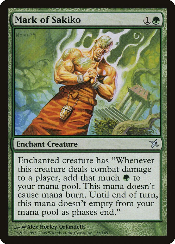2005 Betrayers of Kamigawa Mark of Sakiko uncommon #135 unlisted card image