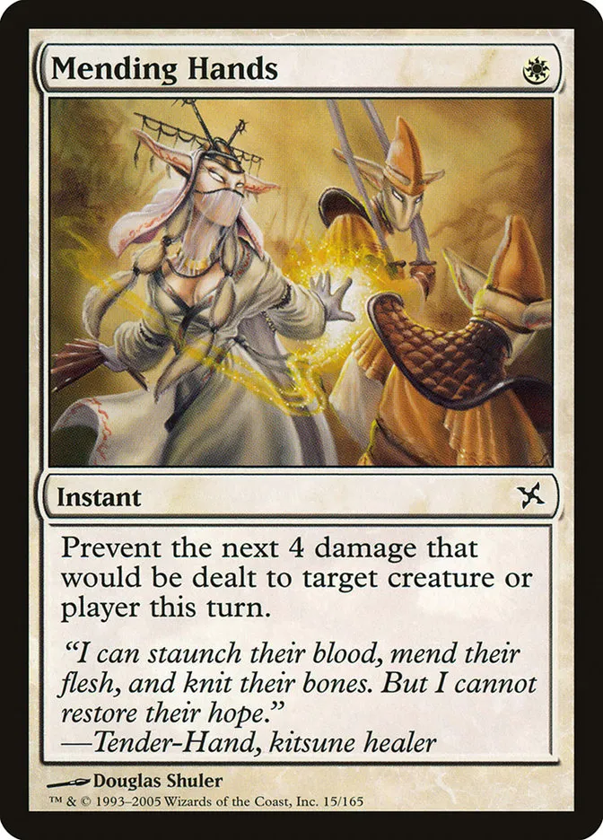 2005 Betrayers of Kamigawa Mending Hands common #15 unlisted card image