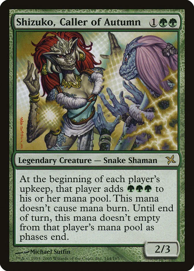 2005 Betrayers of Kamigawa Shizuko, Caller of Autumn rare #144 unlisted card image