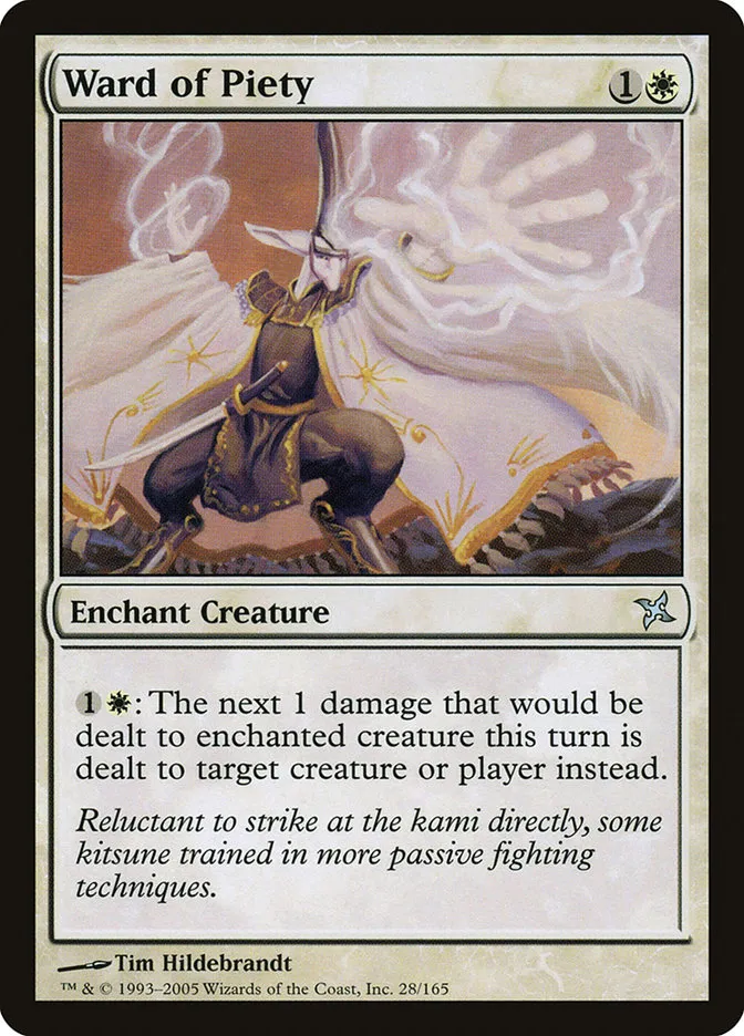 2005 Betrayers of Kamigawa Ward of Piety uncommon #28 unlisted card image