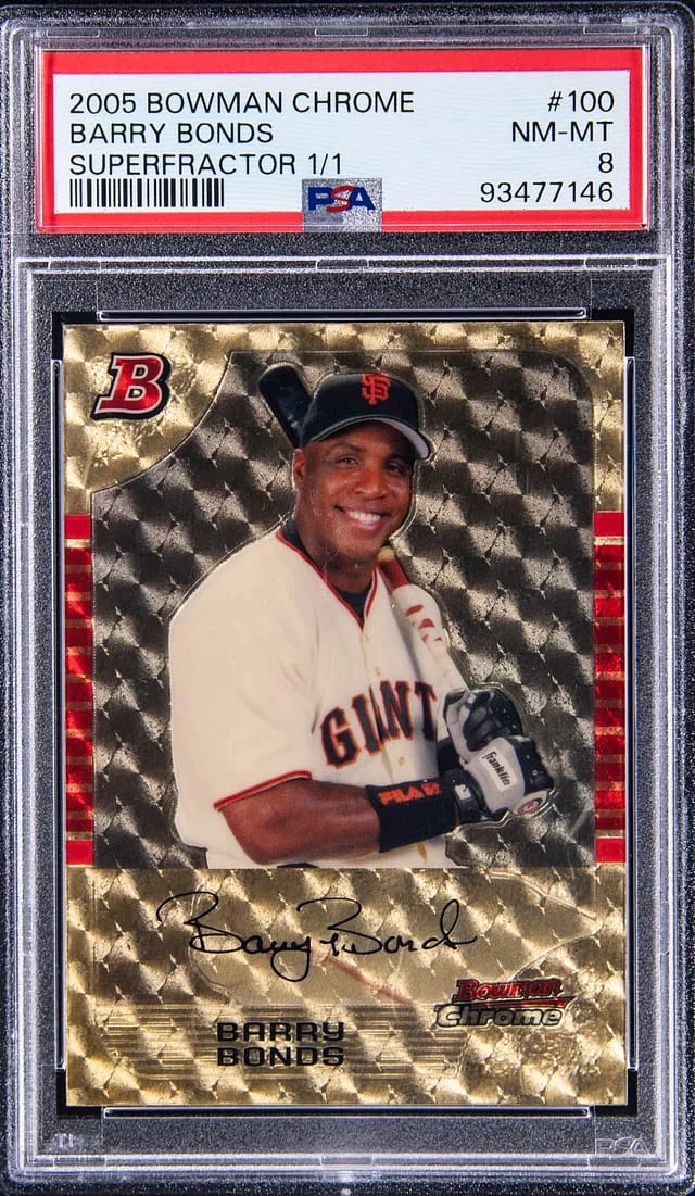 2005 Bowman Chrome Barry Bonds SuperFractor #100 card image