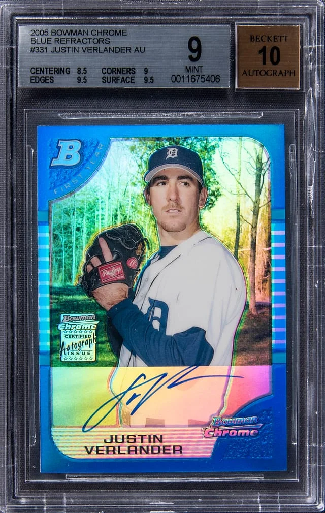 2005 Bowman Chrome Draft Justin Verlander Picks Blue Refractors #331 card image