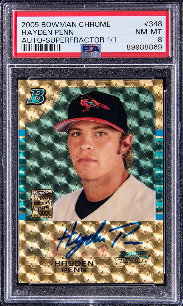 2005 Bowman Chrome Hayden Penn Autograph SuperFractor #348 card image