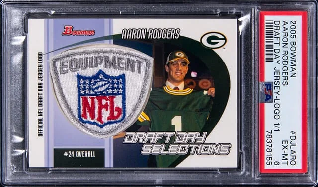 2005 Bowman Draft Aaron Rodgers Day Jersey Logo #DJL-ARO card image