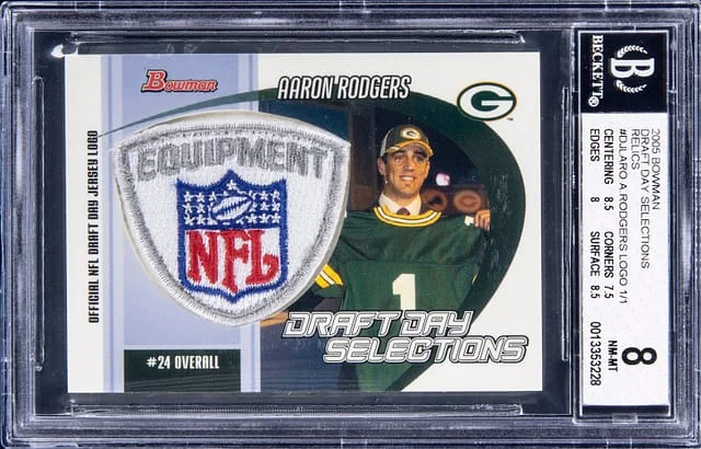 2005 Bowman Draft Aaron Rodgers NFL Shield Day Selections Relics #DJL-ARO card image