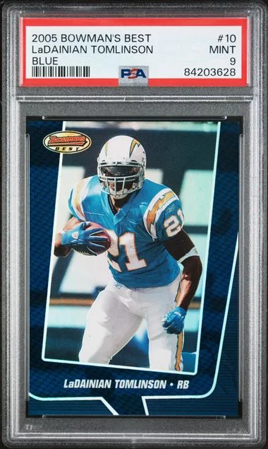 2005 Bowman's Best Ladainian Tomlinson Blue #10 card image