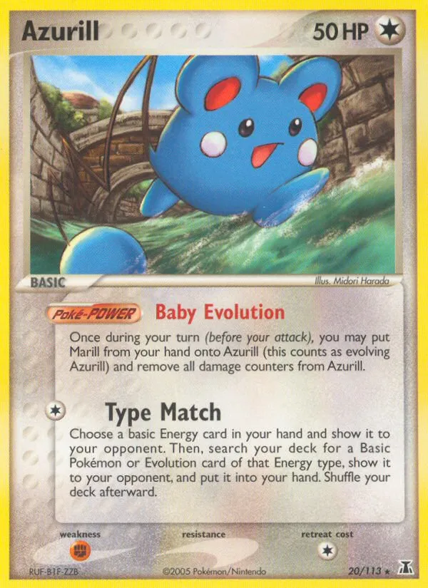 2005 Delta Species Azurill Rare #020/113 Rare card image