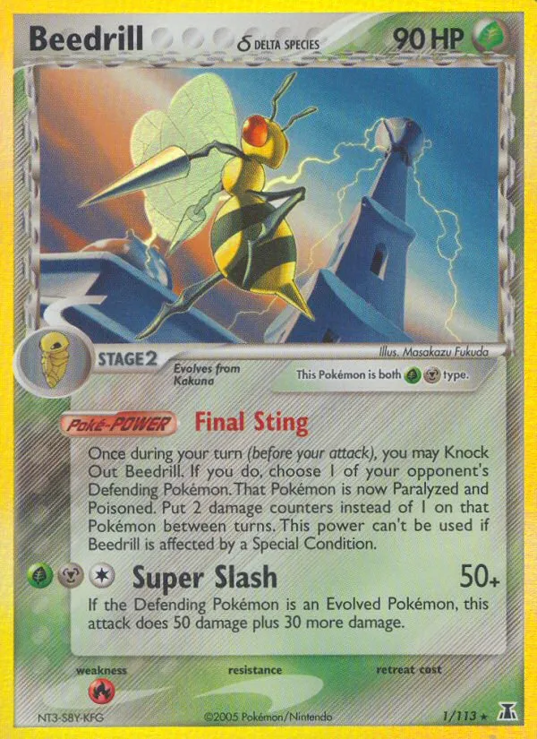 2005 Delta Species Beedrill δ Rare Holo #001/113 Rare Holo card image