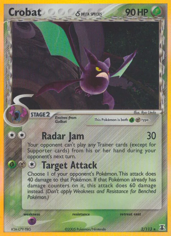 2005 Delta Species Crobat δ Rare Holo #002/113 Rare Holo card image