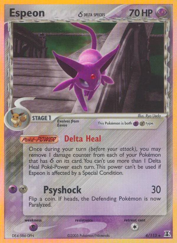 2005 Delta Species Espeon δ Rare Holo #004/113 Rare Holo card image