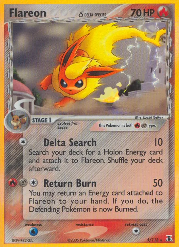2005 Delta Species Flareon δ Rare Holo #005/113 Rare Holo card image