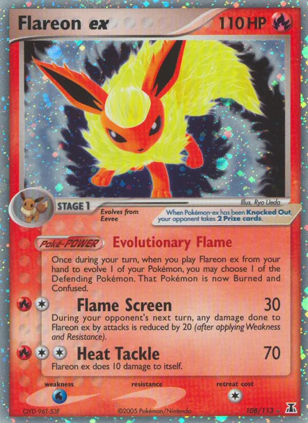 2005 Delta Species Flareon ex #108/113 Rare Holo EX card image