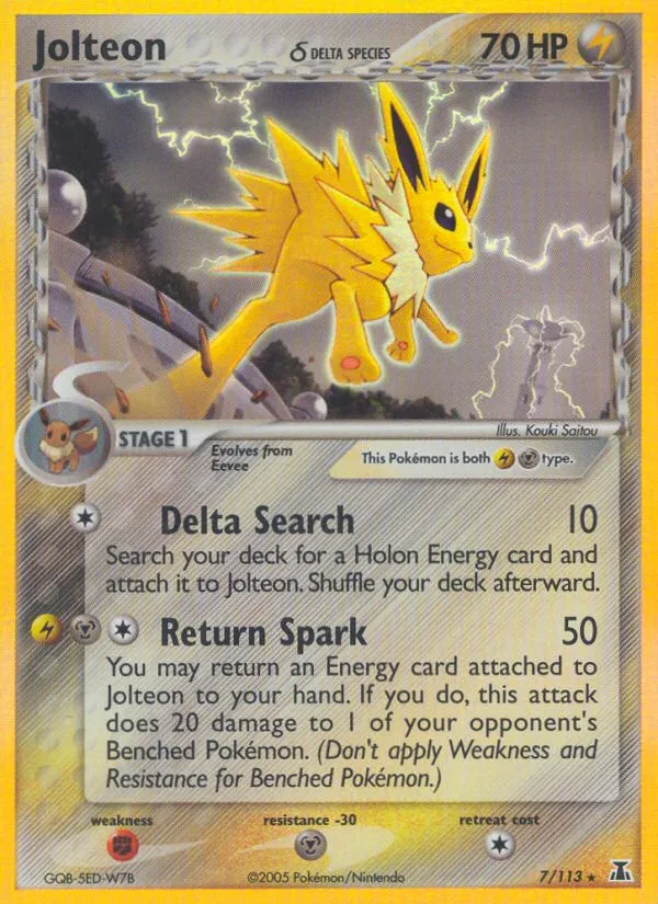 2005 Delta Species Jolteon δ Rare Holo #007/113 Rare Holo card image
