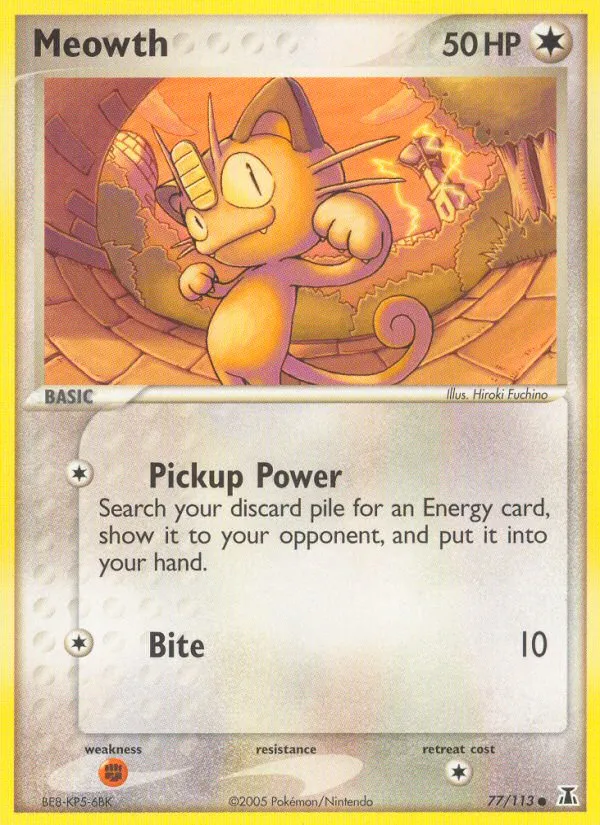 2005 Delta Species Meowth #077/113 Common card image