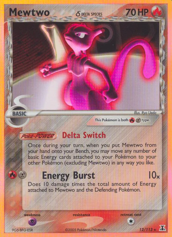 2005 Delta Species Mewtwo δ Rare Holo #012/113 Rare Holo card image
