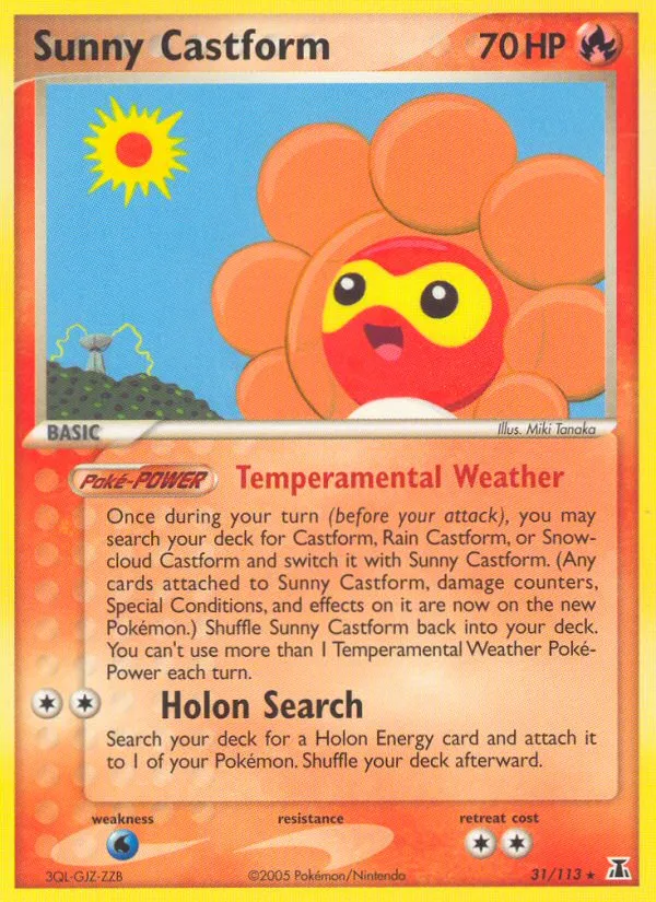 2005 Delta Species Sunny Castform #031/113 Rare card image