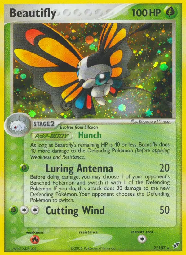 2005 Deoxys Beautifly #002/107 Rare Holo card image