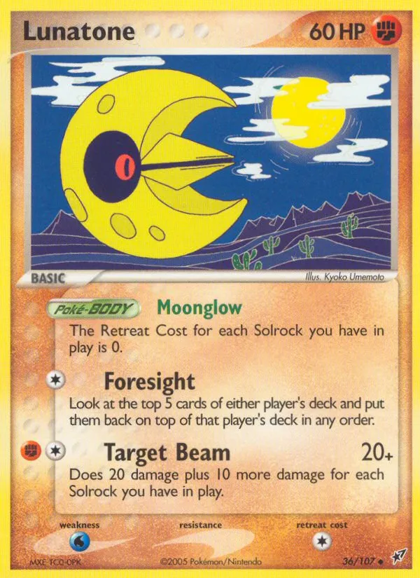 2005 Deoxys Lunatone Uncommon #036/107 Uncommon card image