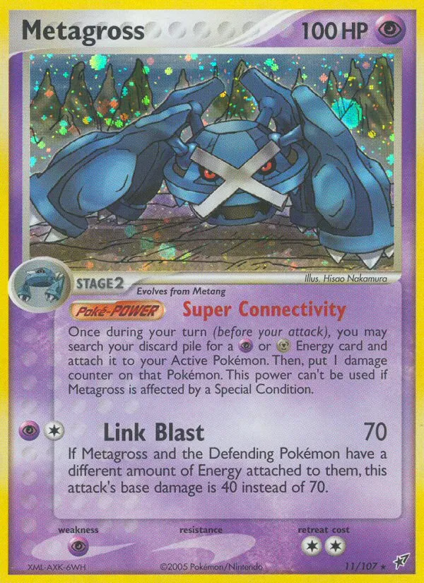 2005 Deoxys Metagross #011/107 Rare Holo card image