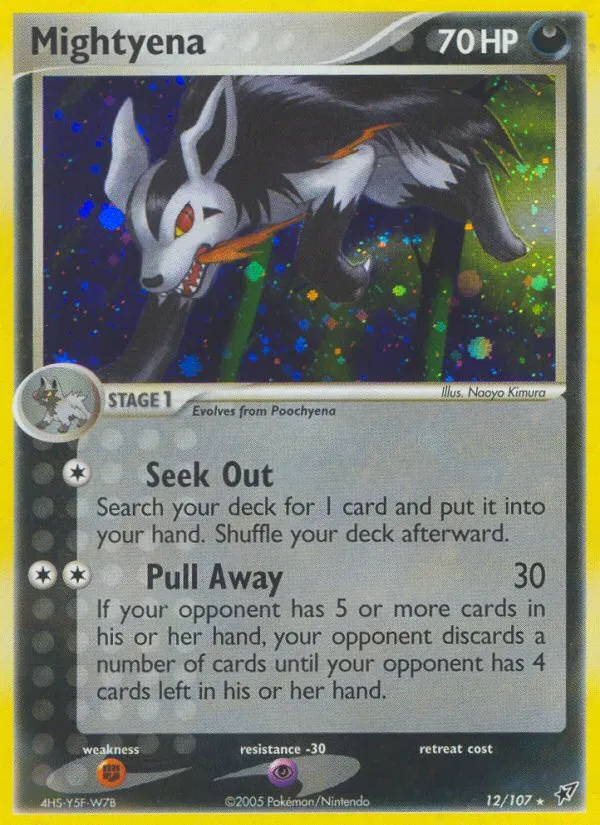 2005 Deoxys Mightyena #012/107 Rare Holo card image
