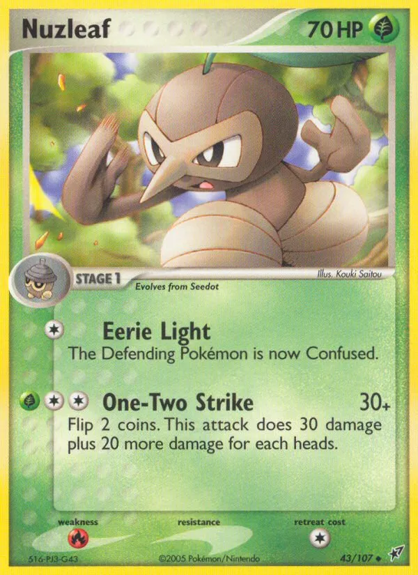 2005 Deoxys Nuzleaf Uncommon #043/107 Uncommon card image