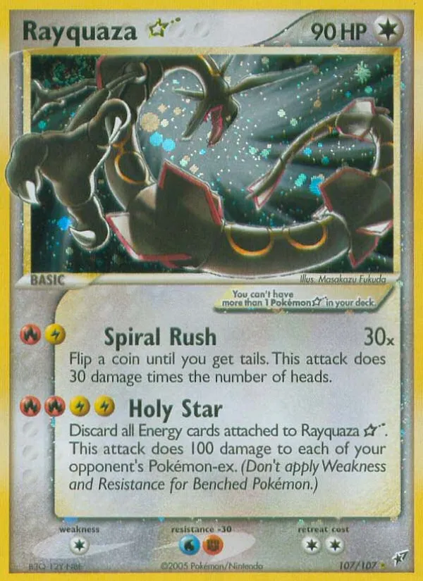 2005 Deoxys Rayquaza ★ #107/107 Rare Holo Star card image