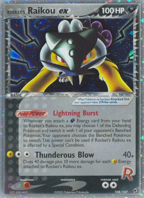 2005 Deoxys Rocket's Raikou ex #108/107 Rare Secret card image