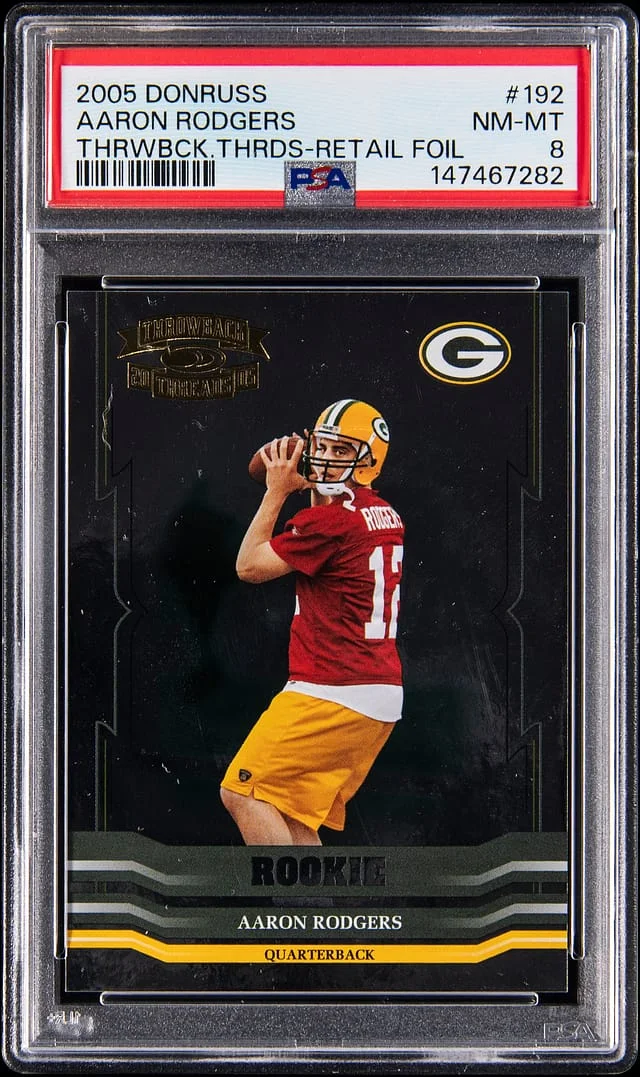 2005 Donruss Aaron Rodgers Throwback Threads Retail Foil #192 card image