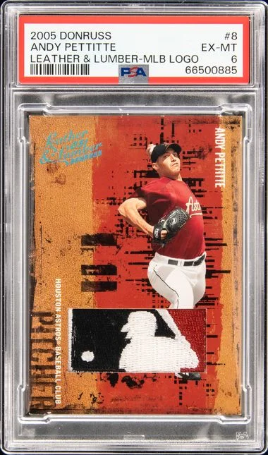 2005 Donruss Andy Pettitte Leather & Lumber MLB Logo #8 card image
