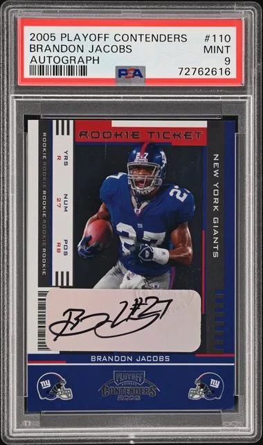2005 Donruss Brandon Jacobs Playoff Contenders Ticket Autograph #110 card image