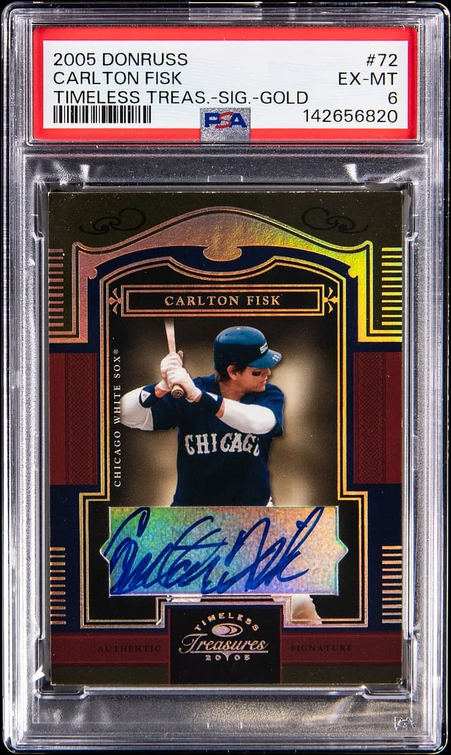 2005 Donruss Carlton Fisk Timeless Treasures Signatures Gold #72 card image