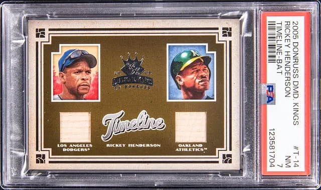 2005 Donruss Diamond Kings Rickey Henderson Timeline Bat #T-14 card image