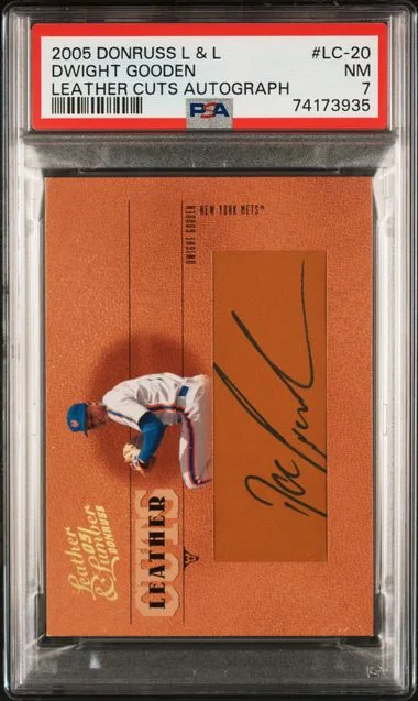 2005 Donruss Dwight Gooden Leather & Lumber Leather Cuts Autograph #LC-20 card image