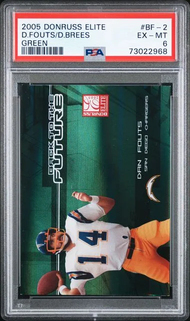 2005 Donruss Elite Dan Fouts/Drew Brees Back To The Future Green #BF-2 card image