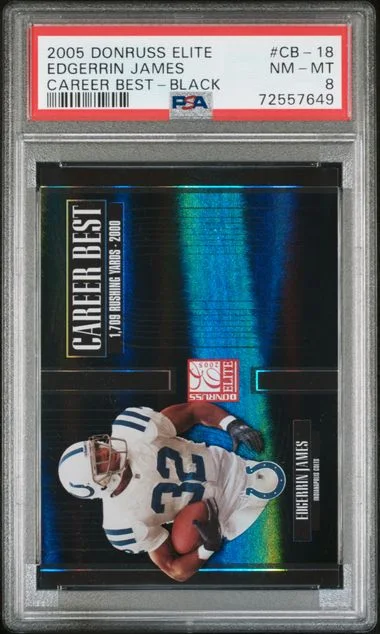 2005 Donruss Elite Edgerrin James Career Best Black #CB-18 card image