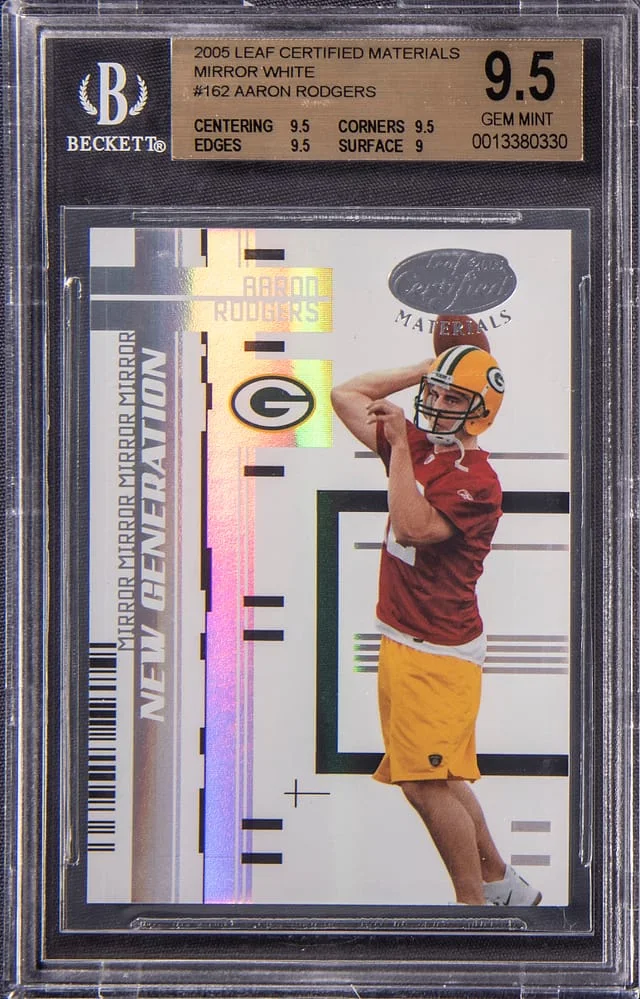 2005 Donruss Leaf Aaron Rodgers Certified Materials Mirror White #162 card image