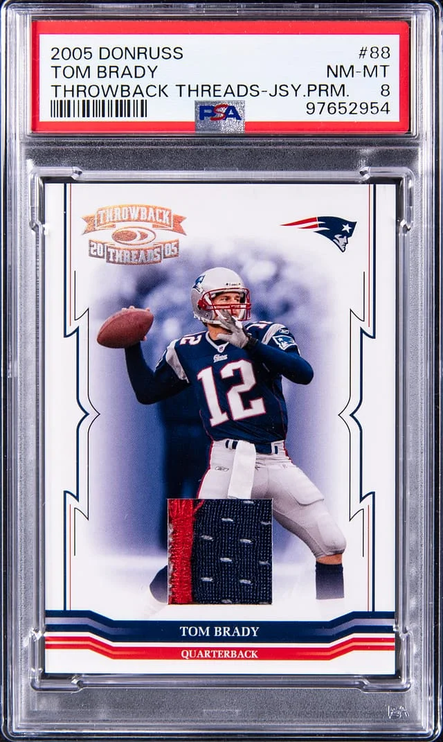2005 Donruss Tom Brady Throwback Threads Jersey Prime #88 card image