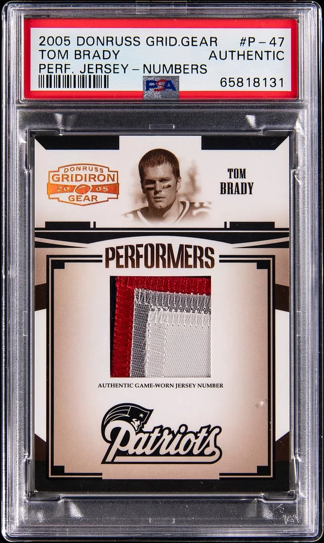 2005 Donruss Tom Brady Gridiron Gear Performers Jersey Numbers #P-47 card image