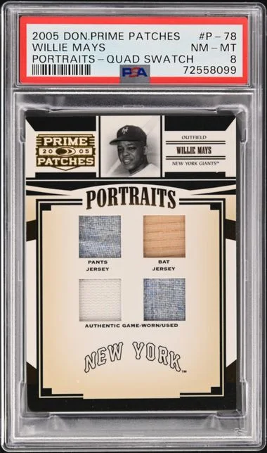 2005 Donruss Willie Mays Prime Patches Portraits Quad Swatch #P-78 card image