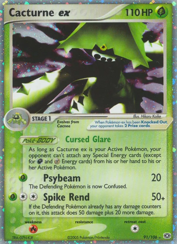2005 Emerald Cacturne ex Rare Holo EX #091/106 Rare Holo EX card image