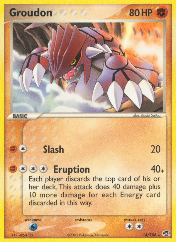 2005 Emerald Groudon #014/106 Rare card image