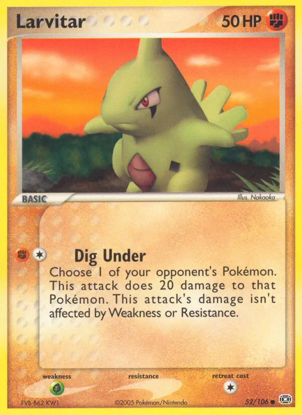 2005 Emerald Larvitar Common #052/106 Common card image