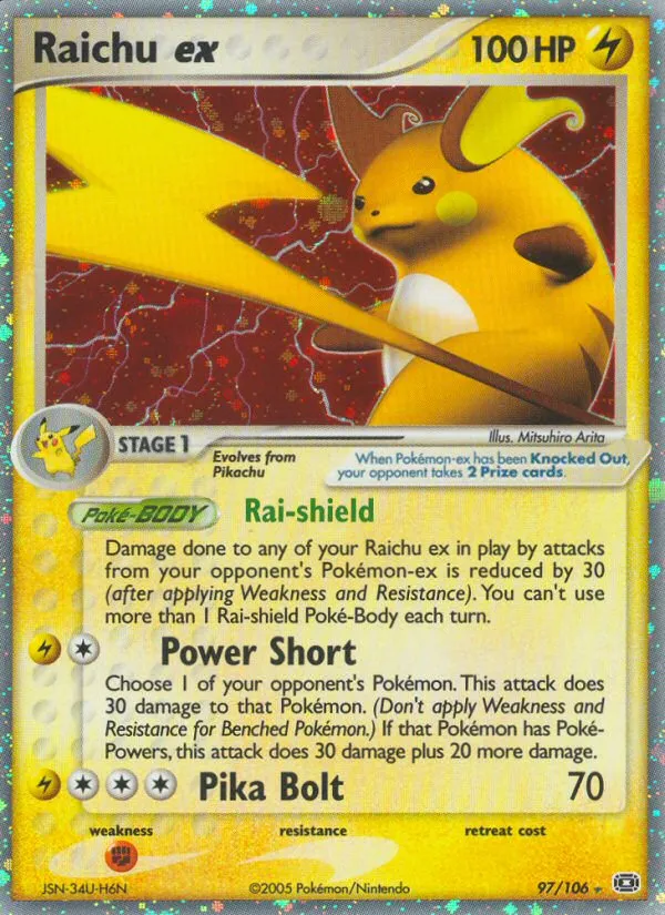 2005 Emerald Raichu ex #097/106 Rare Holo EX card image
