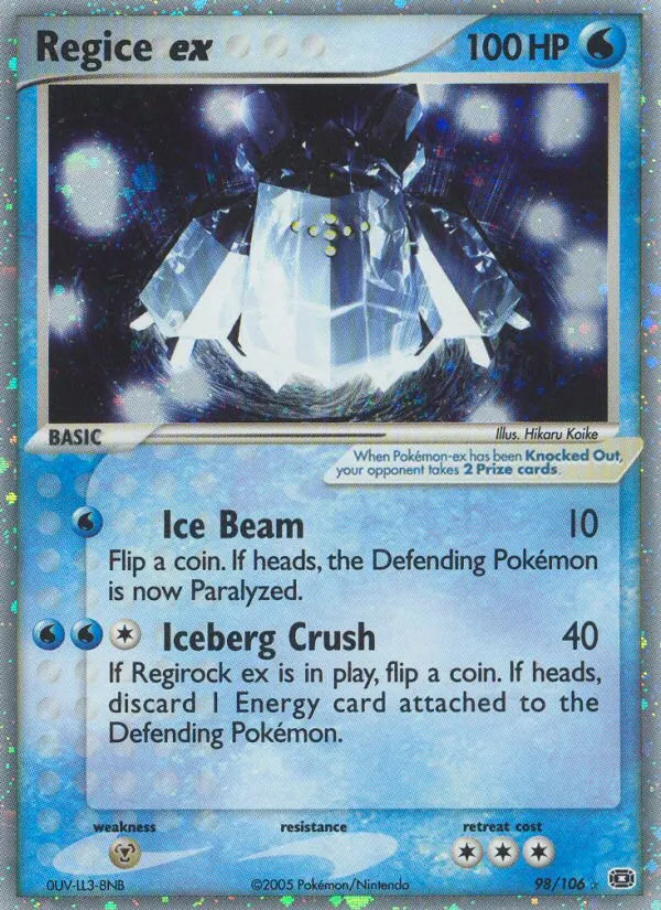 2005 Emerald Regice ex #098/106 Rare Holo EX card image