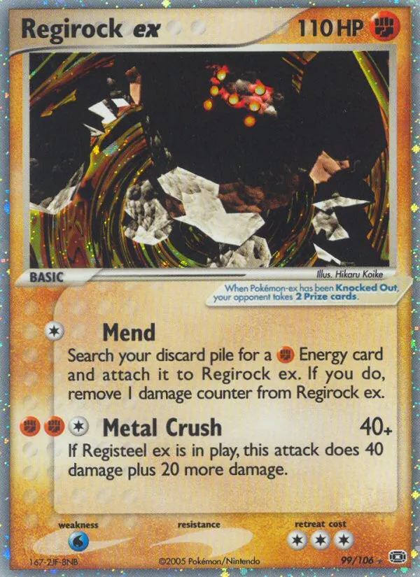 2005 Emerald Regirock ex #099/106 Rare Holo EX card image