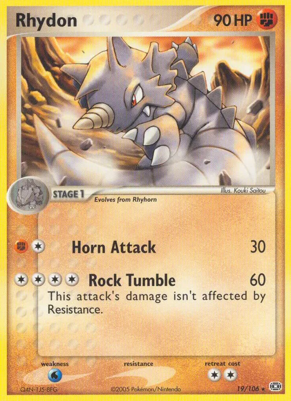 2005 Emerald Rhydon Rare #019/106 Rare card image