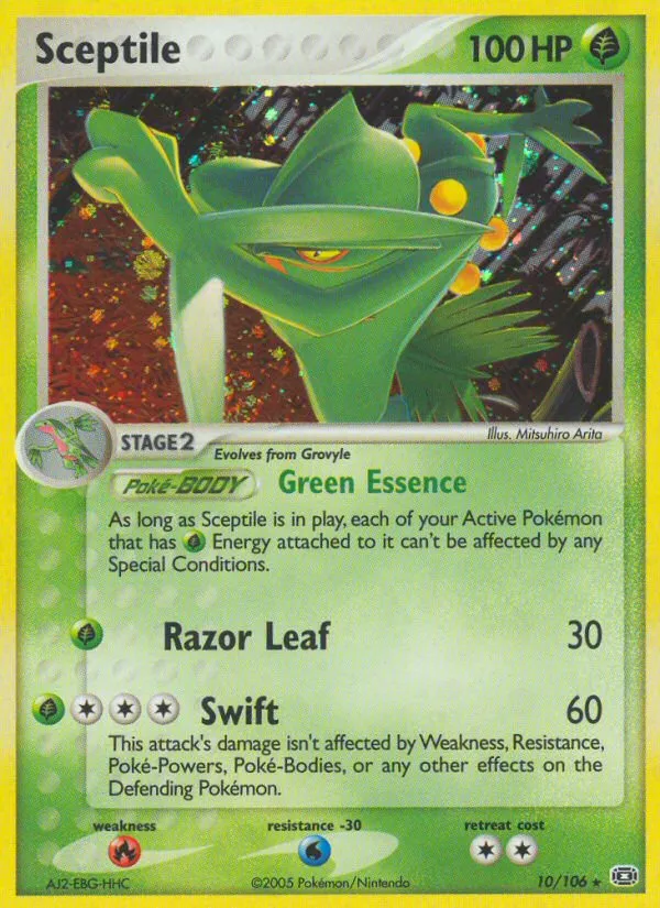 2005 Emerald Sceptile Rare Holo #010/106 Rare Holo card image